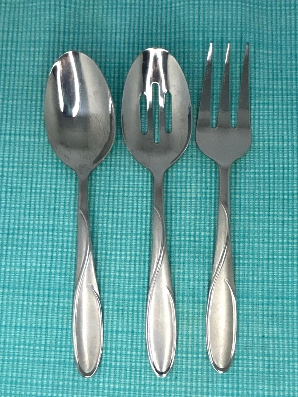 3 CAMBRIDGE Gabriella Sand server Set Satin Glossy Swirl Stainless